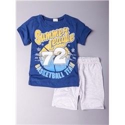 Футболка для мальчика с надписью 72 + шорты, синий