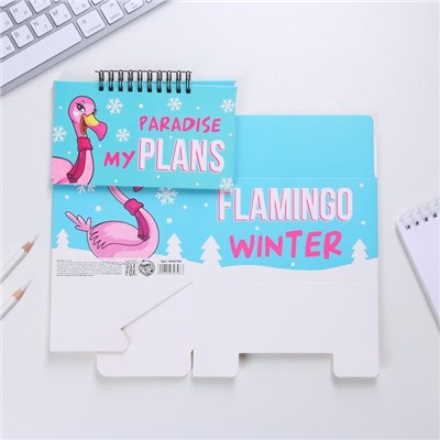 Шкатулка - домик Flamingo winter, + планер 50 листов