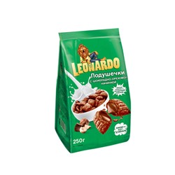 Сухие завтраки. "Leonardo" (Леонардо) Подушечки с шоколадно-ореховой начинкой 250г   КВР148