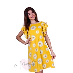 Платье П 548/1 (желтый+принт ромашки)