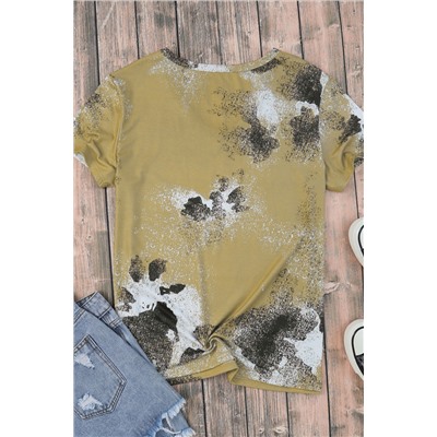 Brown Western Cow Spotted Bleached T Shirt