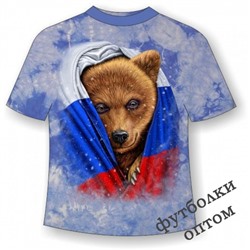 Подростковая футболка Медведь во флаге MM 808