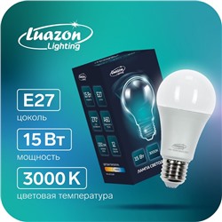 Лампа cветодиодная Luazon Lighting, A60, 15 Вт, E27, 1350 Лм, 3000 K, теплый белый