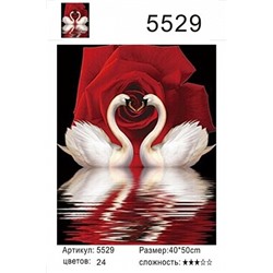 картина по номерам на дереве "Пара лебедей на фоне розы", 40х50 см