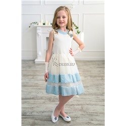 Платье нарядное арт.СТ-255230 цвет молочный с голубым