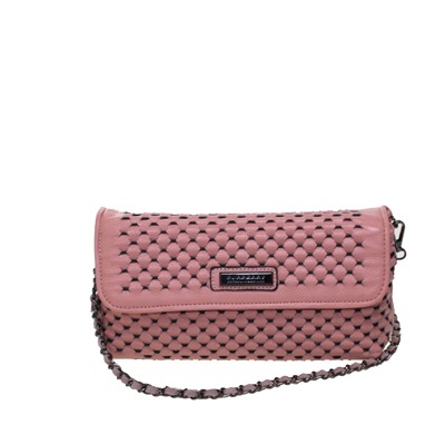 Эффектная женская сумочка через плечо Tinel_Longeil из натуральной кожи цвета розовой пудры.