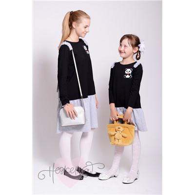Школьное платье ШФ 6 (черный + серый)
