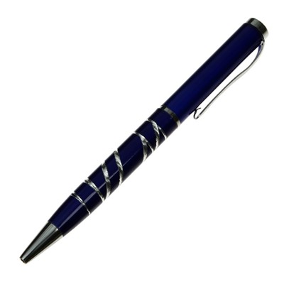 Ручка подарочная, шариковая "Зарево" в пластиковом футляре, поворотная, корпус синий с серебром