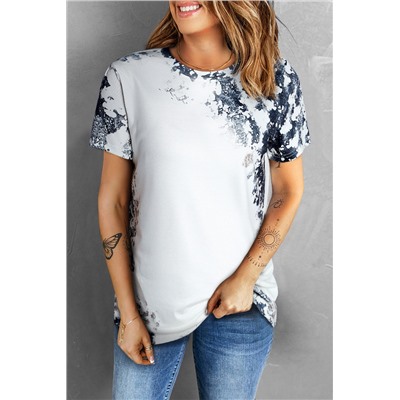 Gray Western Fashion Dyed Bleached T Shirt