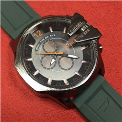 Брутальные мужские часы Faraon Chrome с силиконовым ремешком цвета дымчатый мох.
