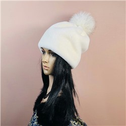Женская шапка "Капелька " эко-мех, цвет белый