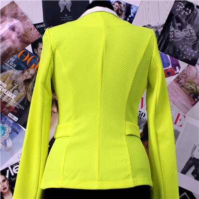 Размер 44. Стильный женский пиджак Terrafay_Solver из дышащей ткани желтого цвета.
