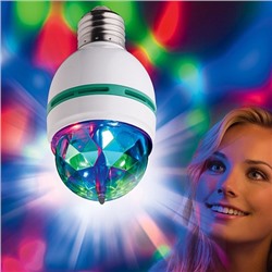 Вращающаяся разноцветная LED лампа диско с переходником по розетку