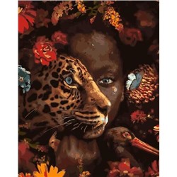 Картина по номерам 40х50 GX 33399 Эксклюзив!!! Девушка и леопард