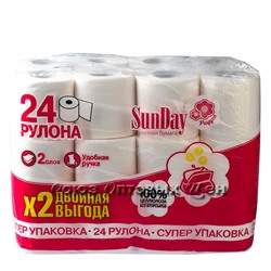 Туалетная бумага SunDay 2сл., 24 шт\уп