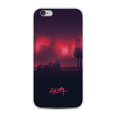 Силиконовый чехол GTA vice city розовый на iPhone 6