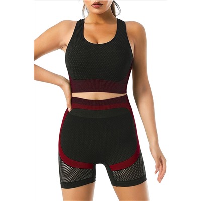 Red Active Yoga Sports Bra and Shorts Set