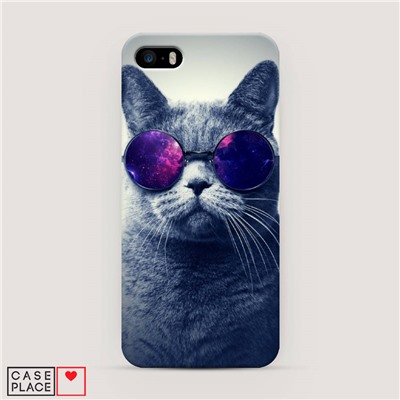 Пластиковый чехол Космический кот на iPhone 5/5S/SE