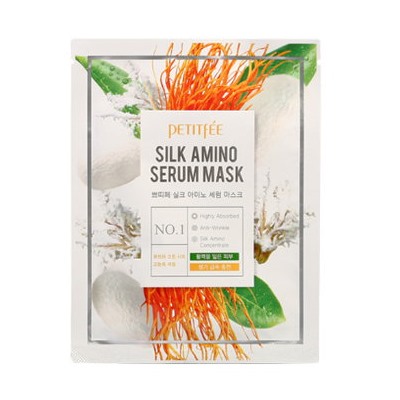 Petitfee Маска для лица тканевая с ПРОТЕИНАМИ ШЕЛКА Silk Amino Serum Mask, 1 шт