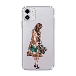 Силиконовый чехол Девушка с зеленой сумкой на iPhone 11