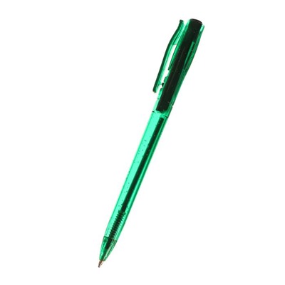 Ручка шариковая автоматическая прозрачный тонированный корпус, стержень синий, МИКС