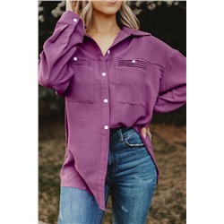 Фиолетовая сорочка с нагрудными карманами