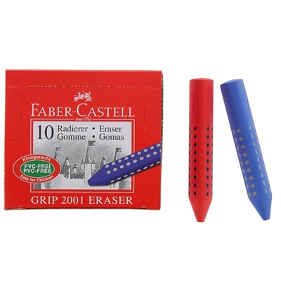 Ластик Faber-Castell синтетика GRIP 2001, треугольный (МИКС х 2 цвета: красный, синий)