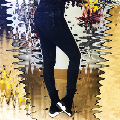 Размер 27. Рост 165-170. Узкие женские джинсы Perry из ткани стрейч высокого качества цвета темный графит.
