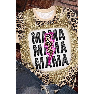 MAMA Lightning Graphic Leopard Dyed T Shirt