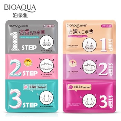 Набор для удаления черных точек BioAqua: 3-х ступенчатое очищение Remove black heads 3-step kit