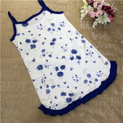 Рост 164 (детальные размеры на фото). Подростковая ночная сорочка Nightgown с принтом василькового цвета.