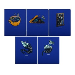 Тетрадь 48 листов в клетку TOTAL BLUE. Cosmic dreams, обложка дизайнерский картон, тиснение фольгой, блок 60 г/м2, МИКС