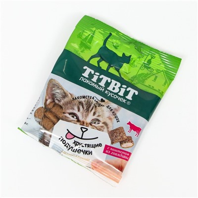 Хрустящие подушечки TitBit для кошек, с паштетом из говядины, 30 г