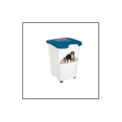 ROTHO Контейнер для корма для животных 38л на колесах и с мерной ложк, белый/синий IML P 406*374*495