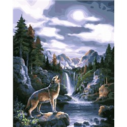 Картина по номерам 40х50 GX 4822 Волк у водопада