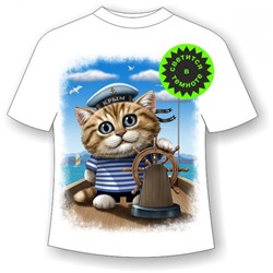 Детская футболка Кот морячок 954 (В)
