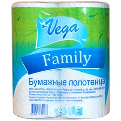 Полотенца Vega бумажные белые 2 сл., 2 шт