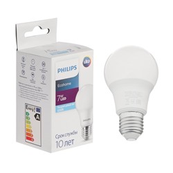 Лампа светодиодная Philips Ecohome Bulb 865, E27, 7 Вт, 6500 К, 540 Лм, груша