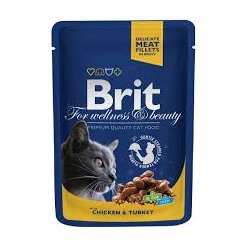 Brit Premium пауч д/кошек курица/индейка 100г  100308